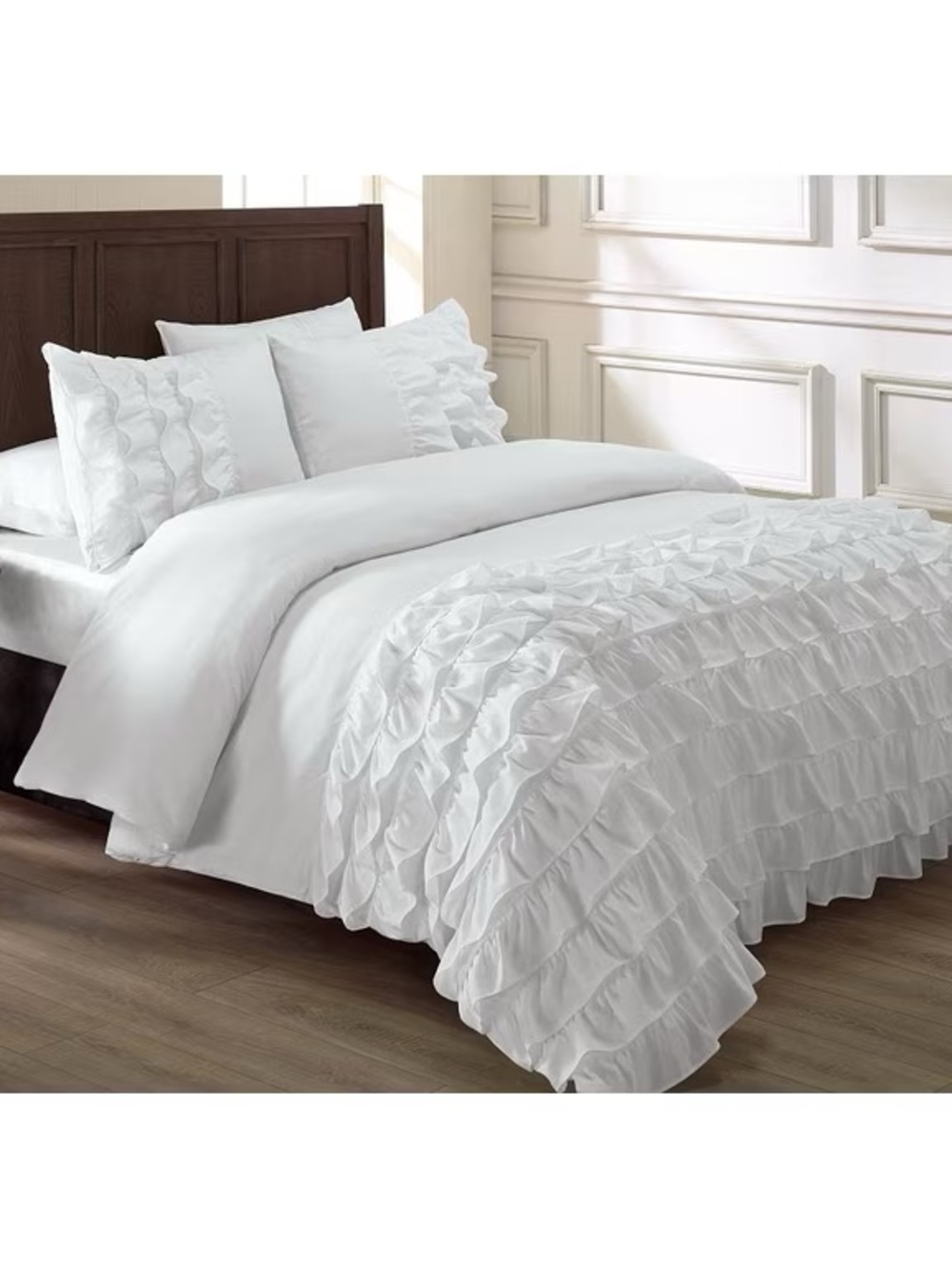 White Ruffled Twin duvet Set